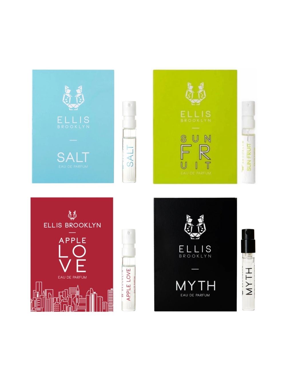 ELLIS BROOKLYN Salt, Sun Fruit, Apple & Myth Sample Set - .05 oz ea. NEW